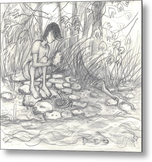 Creek Metal Print featuring the drawing Little Snake by Leandria Goodman
