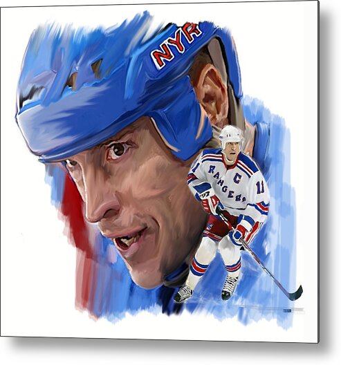 Mark Messier Images Metal Print featuring the painting Messier II Mark Messier by Iconic Images Art Gallery David Pucciarelli