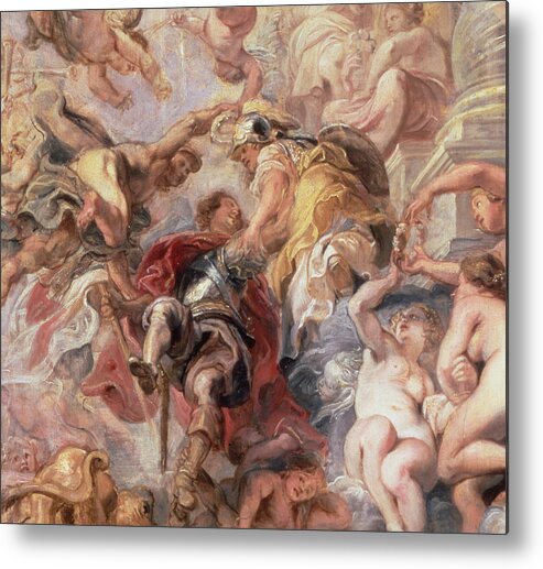 Rubens Metal Print featuring the painting Minerva and Mercury Conduct the Duke of Buckingham by Rubens