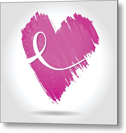 Breast Cancer Care Metal Print featuring the drawing Pink heart by Amtitus