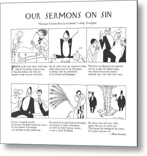 Our Sermons On Sin Metal Print featuring the drawing Praise To The Bard Whose Fertile Lyre Sings by Hans Stengel