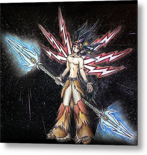 Abstract Metal Print featuring the painting Satari God of War and Battles by Shawn Dall