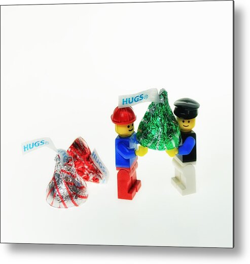 Lego Metal Print featuring the photograph Sharing A Hug by Mark Fuller