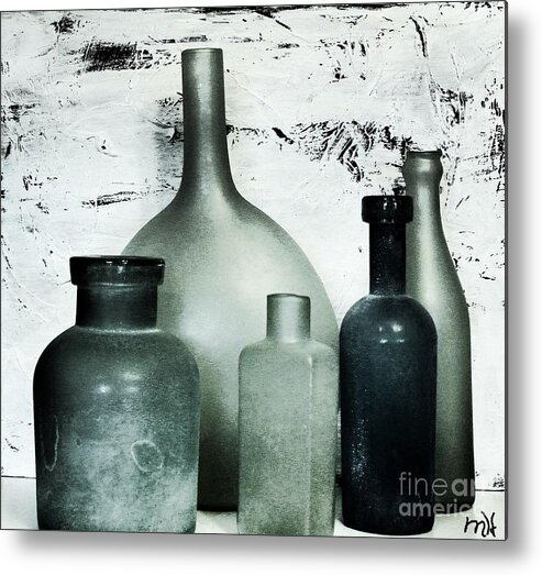Photo Metal Print featuring the photograph Silver and Onyx Bottles by Marsha Heiken