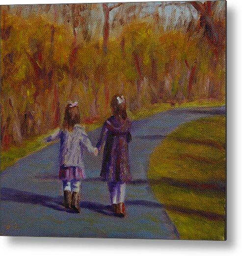 Fall Metal Print featuring the painting Sisters Always by Will Germino