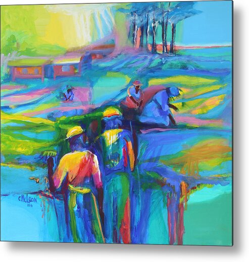 Abstract Metal Print featuring the painting Sowing the Seeds by Cynthia McLean