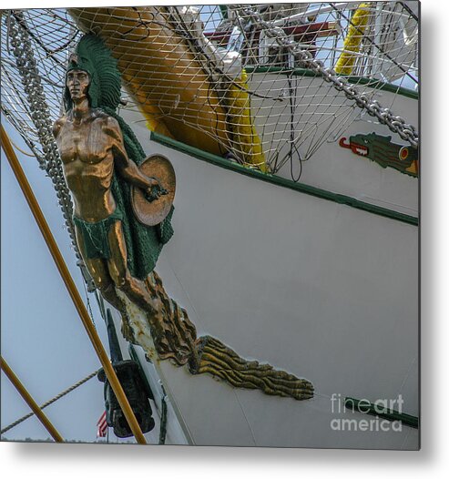Tall Ship Masthead Metal Print featuring the photograph Tall Ship Masthead - Cisne Branco - Brazilian Tall Ship by Dale Powell