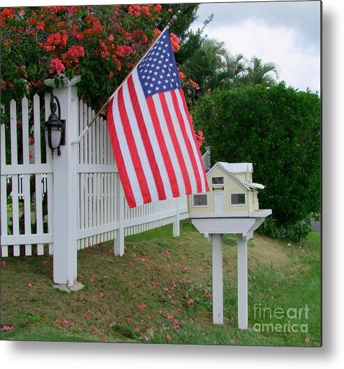 Flag Metal Print featuring the photograph The Flag by the Mailbox by Mary Deal