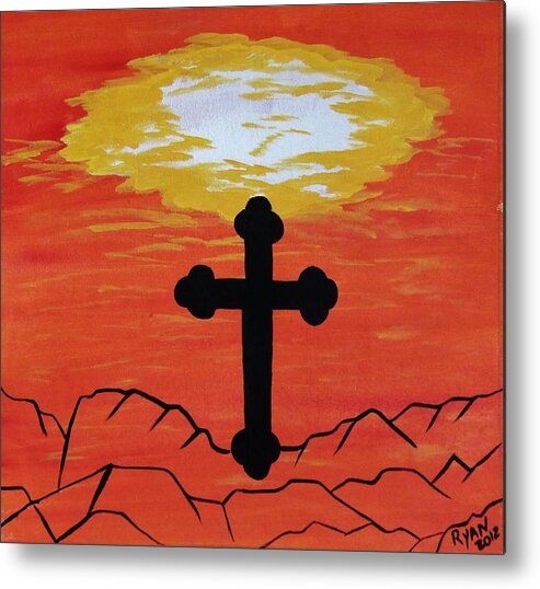 Cross Metal Print featuring the painting The Rising by Ryan Griswold