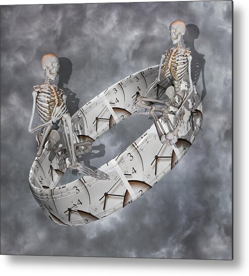 Skeleton Metal Print featuring the digital art Time Management by Betsy Knapp