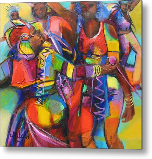 Abstract Metal Print featuring the painting Trinidad Carnival by Cynthia McLean