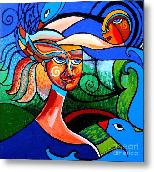 Bird Metal Print featuring the painting Bird Lady by Genevieve Esson