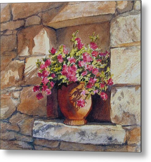 Tuscan Metal Print featuring the painting Garden Niche by Vikki Bouffard