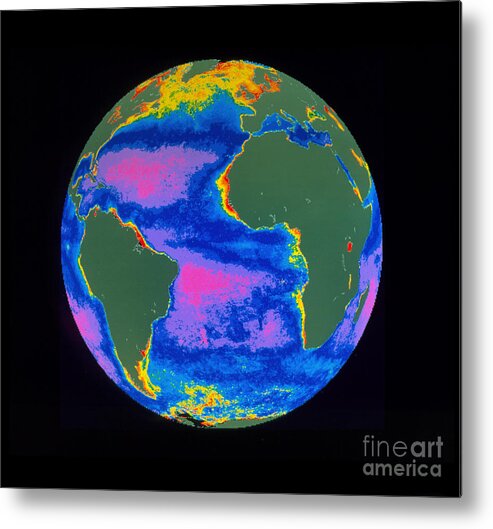 Algal Bloom Metal Print featuring the photograph Satellite Image Of The Atlantic Ocean by Dr. Gene Feldman, NASA Goddard Space Flight Center