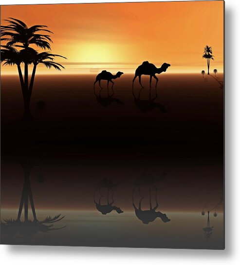Camel Metal Print featuring the digital art Ships of the Desert by David Dehner