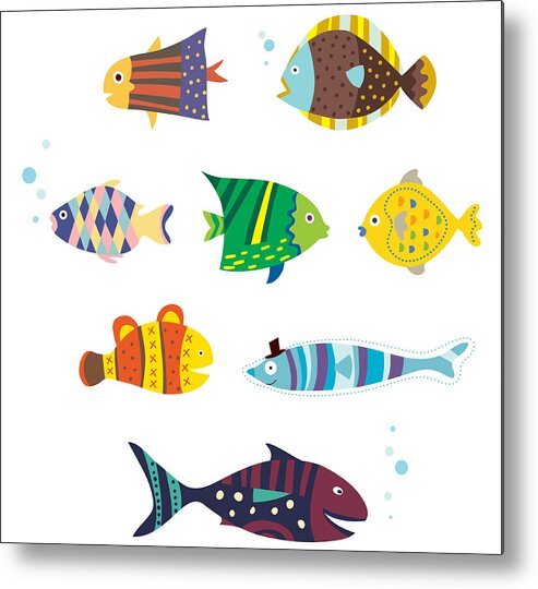 Horizontal Metal Print featuring the digital art Various Fishes by Eastnine Inc.