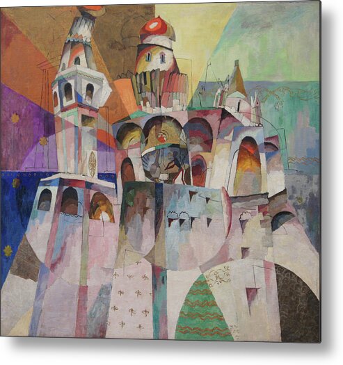 Russian Cubism Metal Print featuring the painting Bellringing. Ivan The Great Bell-tower. by Aristarkh Lentulov
