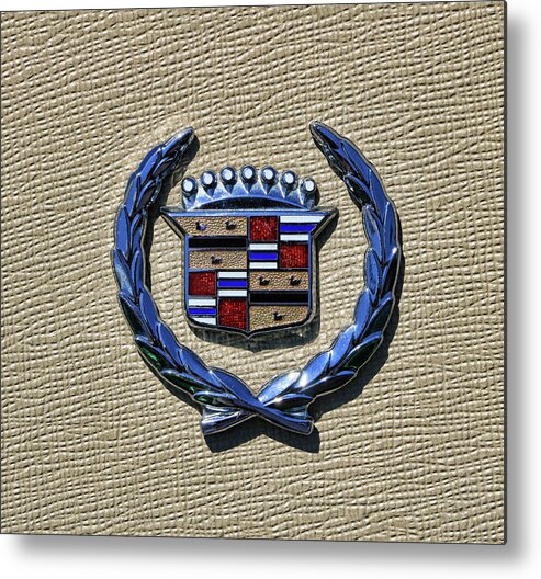 Car Metal Print featuring the photograph 1972 Cadillac Eldorado Hood Crest Emblem by Allen Beatty