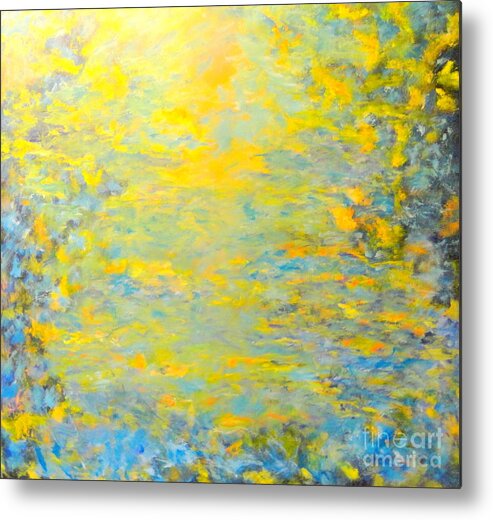 Gold Metal Print featuring the painting Blue And Gold by Dagmar Helbig