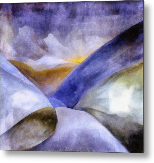 Blue Metal Print featuring the painting Abstract Mountain Landscape by Michelle Calkins