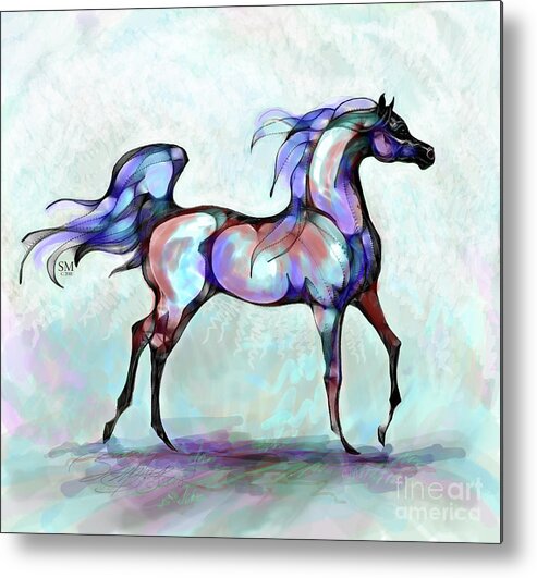 Stacey Mayer Metal Print featuring the digital art Arabian Horse Overlook by Stacey Mayer