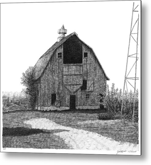 Barn Metal Print featuring the drawing Barn 10 by Joel Lueck