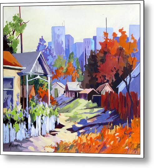 Landscape Metal Print featuring the painting Beyond The City Limits by Rae Andrews
