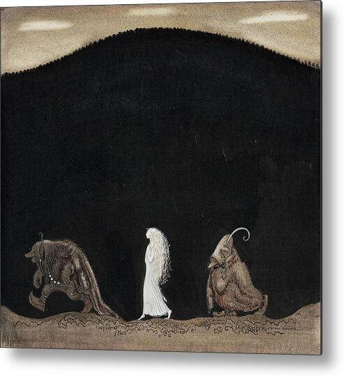 John Bauer Metal Print featuring the painting Bianca Maria And Trolls by John Bauer