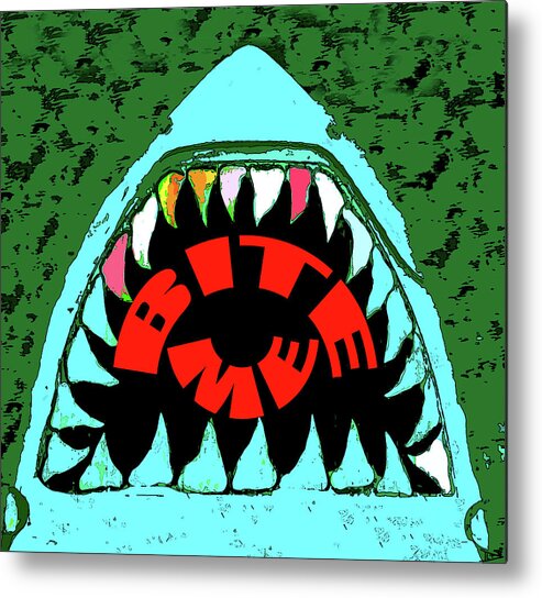 Bite Me Metal Print featuring the painting Bite Me shark design by David Lee Thompson
