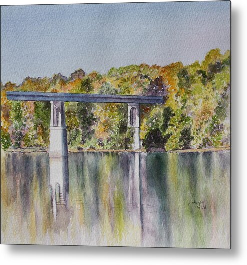 Landscape Metal Print featuring the painting Bridge Over the Cumberland by Patsy Sharpe