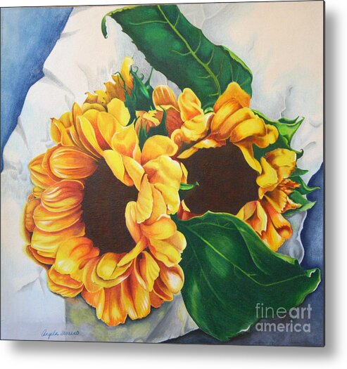 Sunflowers Metal Print featuring the painting Brooklyn Sun by Angela Armano