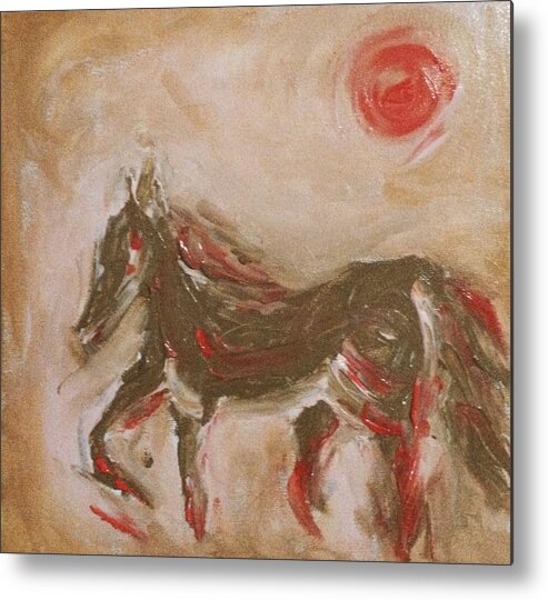 Horse Metal Print featuring the painting Brown horse by Hae Kim