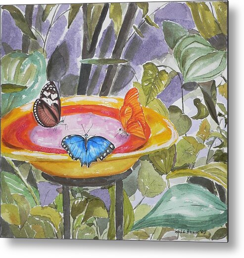 Butterflies Metal Print featuring the painting Butterfly Sanctuary at Niagara Falls by Geeta Yerra