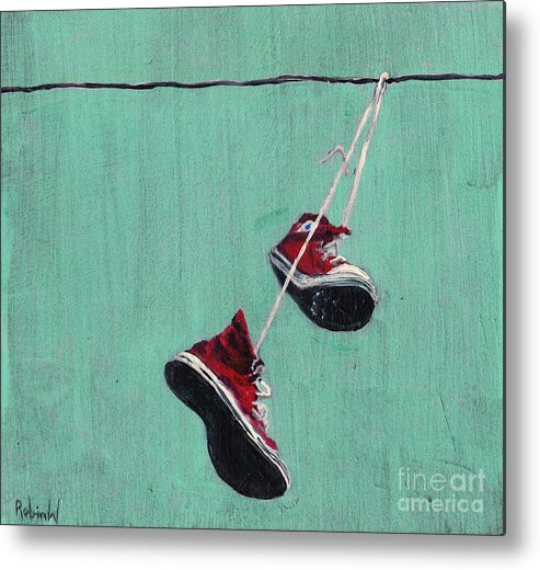 Converse Metal Print featuring the painting Chucked by Robin Wiesneth