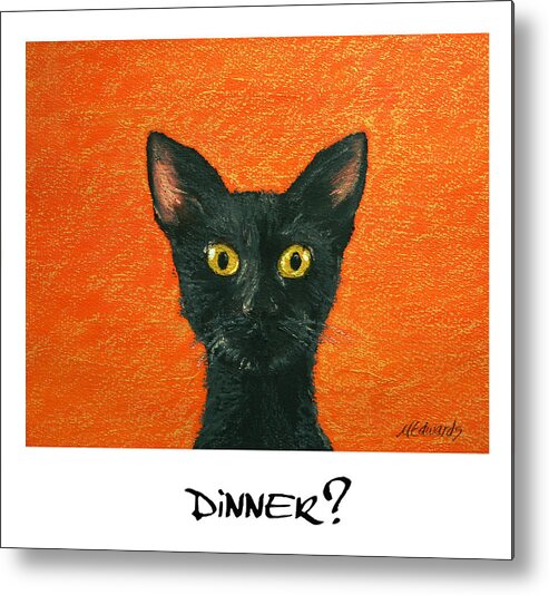 Oil Pastel Metal Print featuring the painting Dinner? 2 by Marna Edwards Flavell