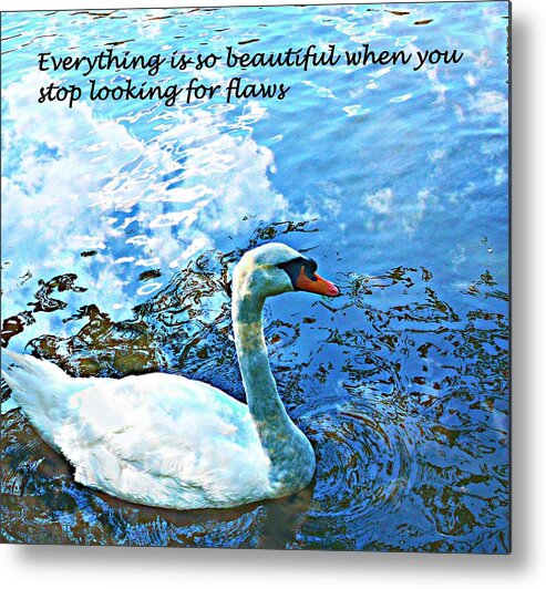 Swan Metal Print featuring the mixed media Everything is so Beautiful by Stacie Siemsen