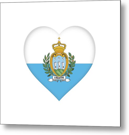 San Marino Metal Print featuring the digital art Flag of San Marino Heart by Roy Pedersen