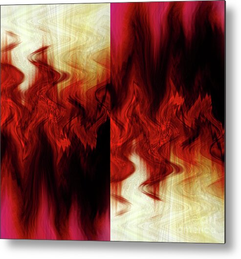 Red Metal Print featuring the digital art Flames by Cherie Duran