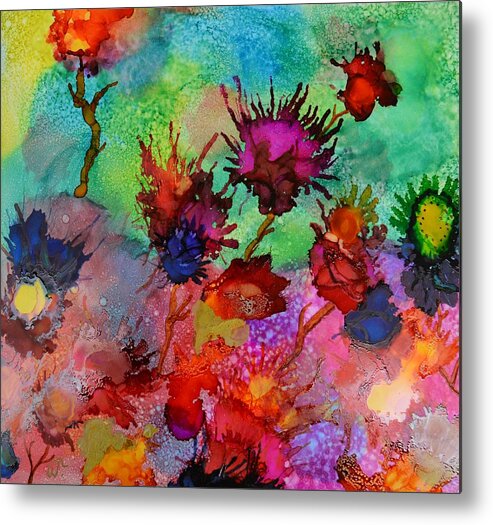 Flowers Blowin In The Wind Metal Print featuring the painting Flowers Blowin In The Wind by Warren Thompson