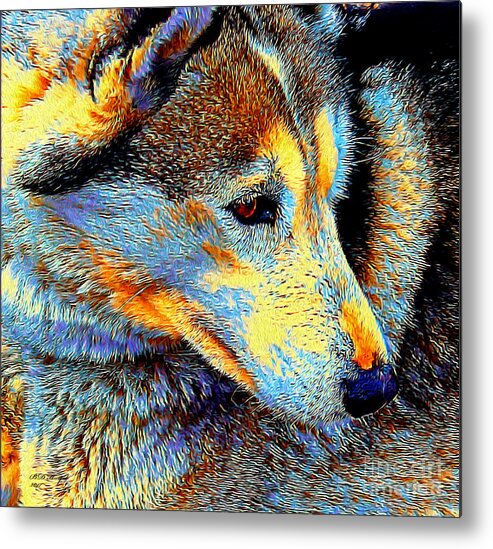Dogs Metal Print featuring the digital art Husky Up Close by DB Hayes