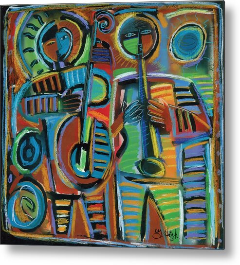 Jazz Duo Metal Print featuring the painting Jazzmen 2 Music Gods by Gerry High