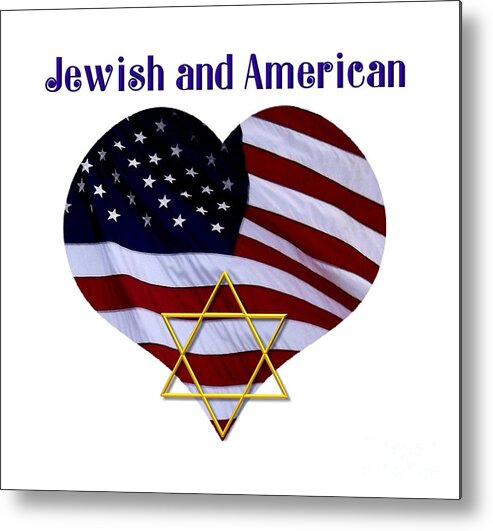 Jewish And American Metal Print featuring the photograph Jewish And American Flag with Star of David by Rose Santuci-Sofranko