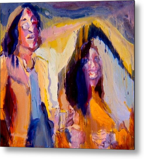 John Lennon Metal Print featuring the painting John and Yoko by Les Leffingwell