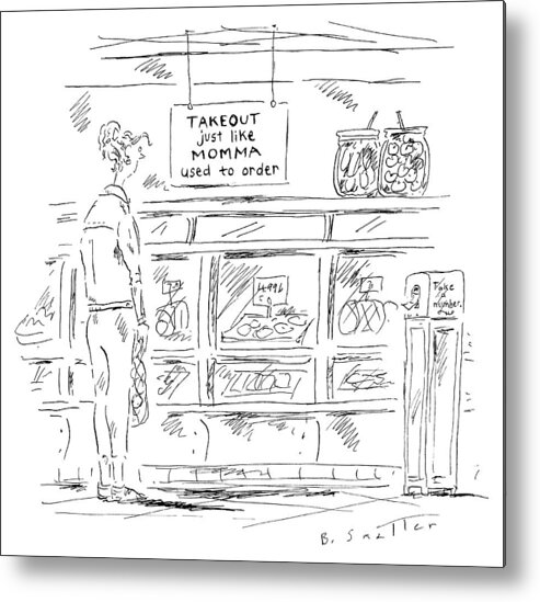 Take Out Just Like Momma Used To Order Metal Print featuring the drawing Just Like Momma Used To Order by Barbara Smaller