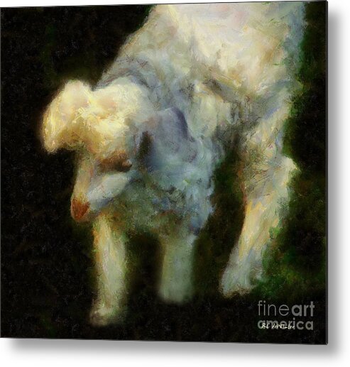 Lamb Metal Print featuring the painting Lambkin by RC DeWinter