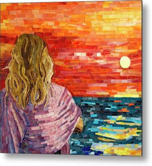 Mediterranean Metal Print featuring the mixed media Mediterranean Sunset detail by Adriana Zoon