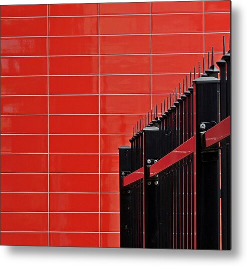 Red Ceramic Tiles Metal Print featuring the photograph No Entry by Denise Clark