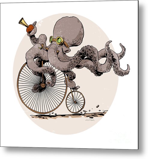 Octopus Metal Print featuring the digital art Otto's Sweet Ride by Brian Kesinger