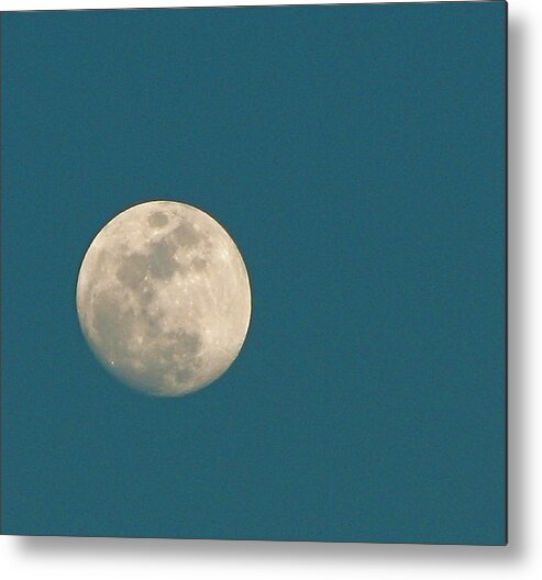 Full Moon Moon Sky Heavens Blue Easter Pearl Round White Lauren 2008 Digital Color Subject Style Out Metal Print featuring the photograph Pearl Of Heaven by Nancy TeWinkel Lauren