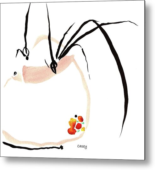 Sumi Metal Print featuring the painting Pot Flower by Casey Shannon